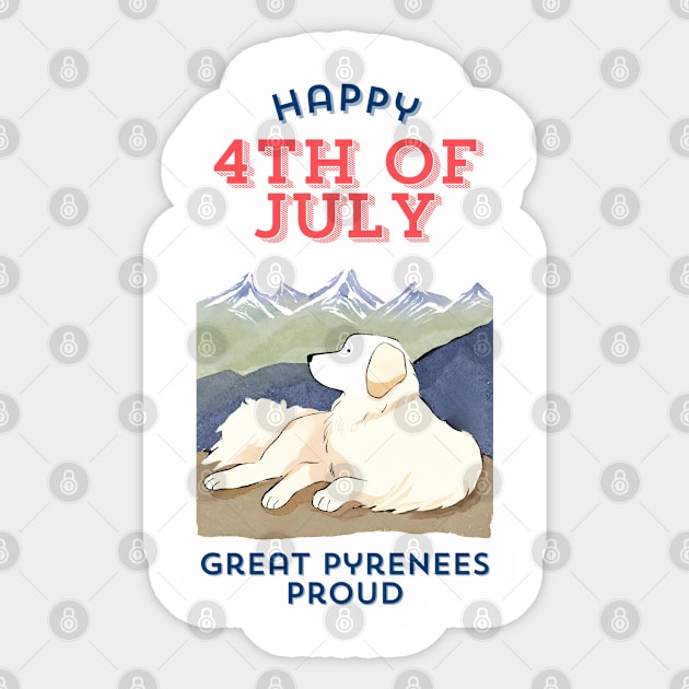 Great Pyrenees 4th of July Sticker by Finn & Willowbean